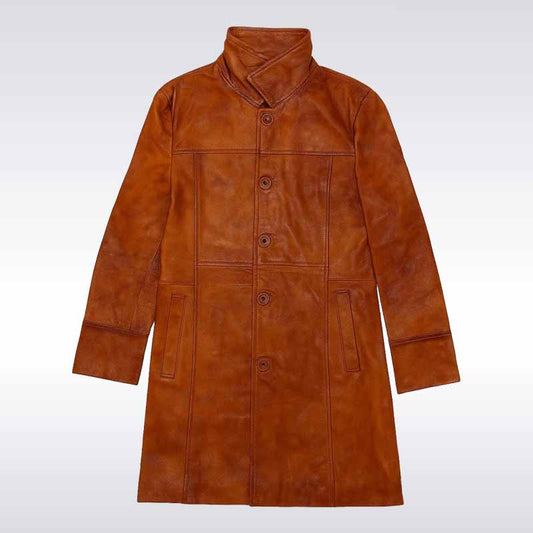 Men’s Vintage Brown Leather Trench Coat