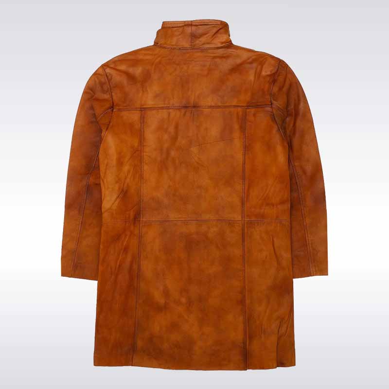 Men’s Vintage Brown Leather Trench Coat