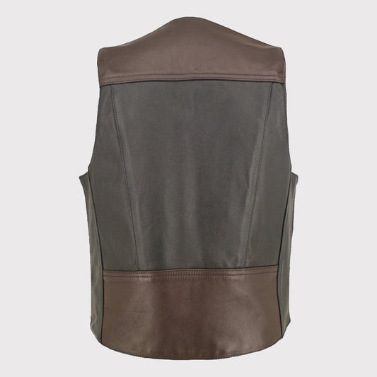 Men's Vintage Leather Vest - Classic Style - Brown Vest