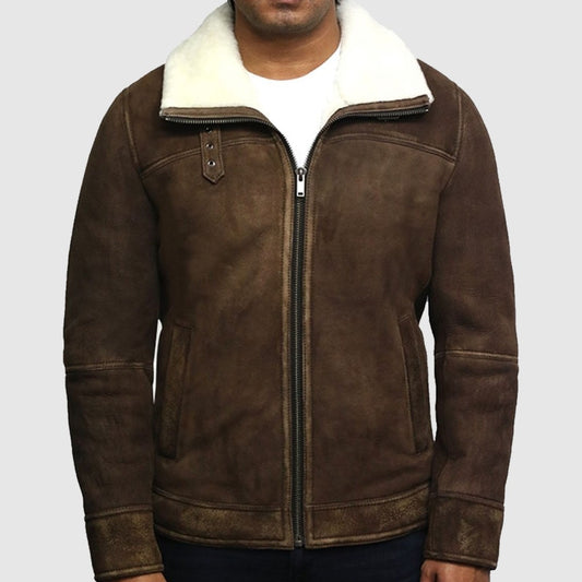 Men's Vintage Shearling Sheepskin Spanish Merino Leather Jacket Men's Vintage Shearling Sheepskin Spanish Merino Leather Jacket