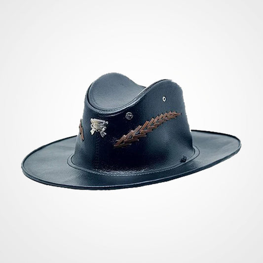 Men’s Western Black Leather Cowboy Hat Men’s Western Black Leather Cowboy Hat