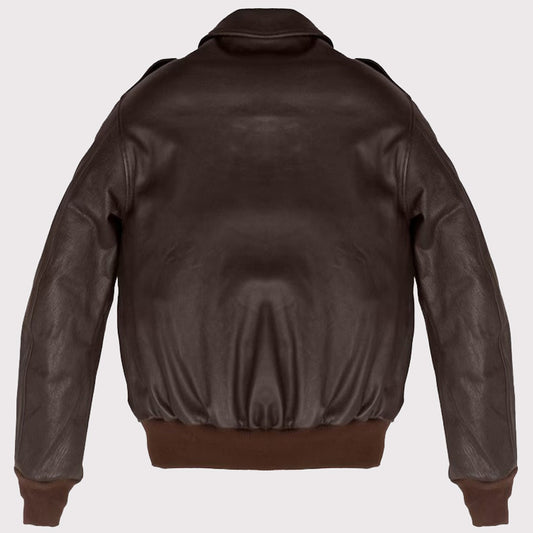 Wing Collar Leather Bomber Jacket