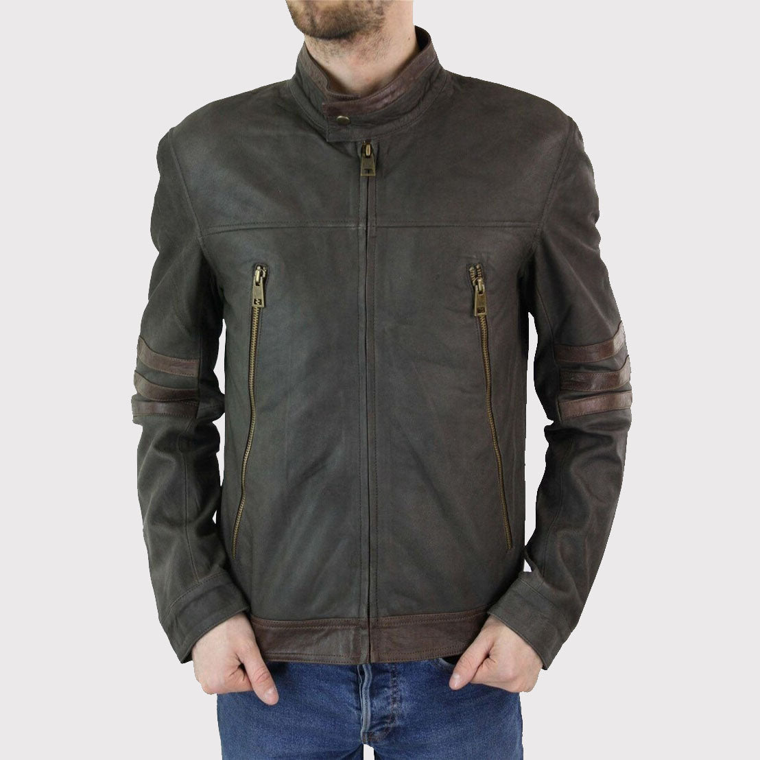 Brown Biker Racing Jacket for Men