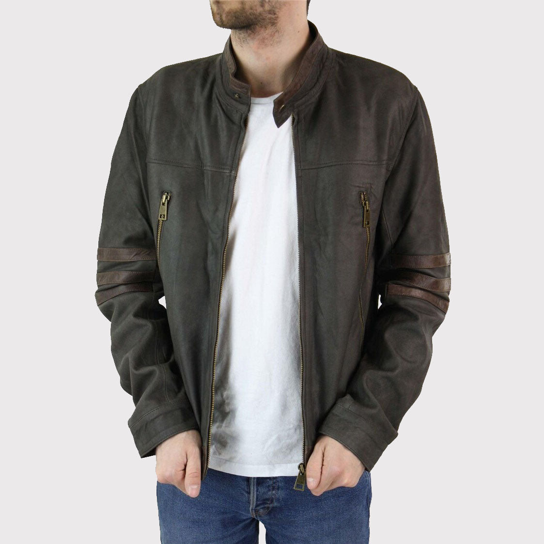 X-Men Wolverine Inspired Men's Brown Biker Racing Jacket