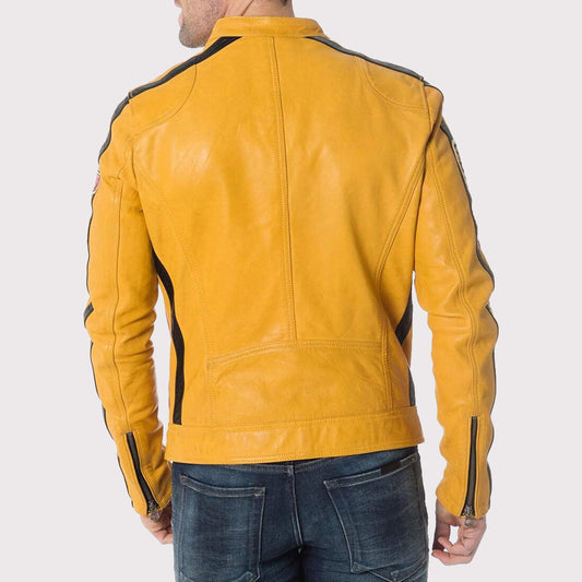 Yellow Leather Motorcycle Jacket