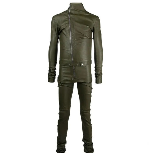 Men's Zipper Leather Jumpsuit - Edgy and Functional Men's Zipper Leather Jumpsuit - Edgy and Functional