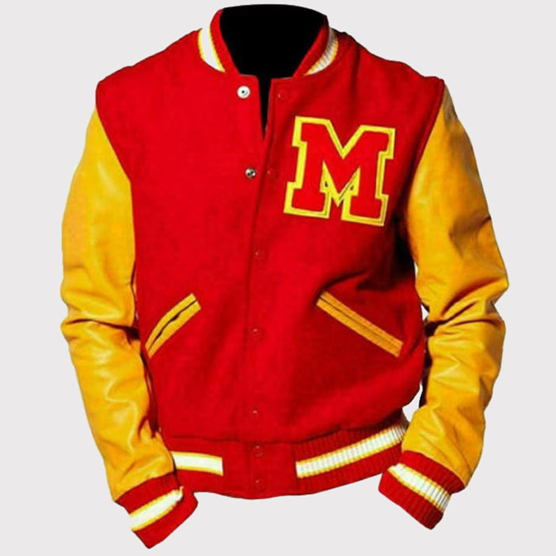 MJ Michael Jackson Thriller Varsity Bomber Jacket - Red M Logo