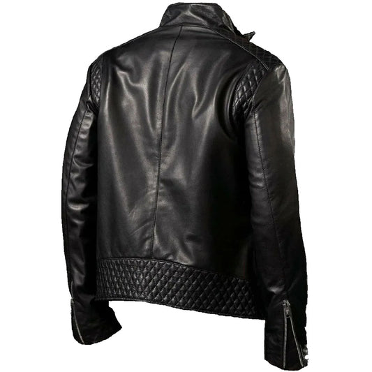 New Black Fashion Leather Bomber Jacket with Front Zip for Men
