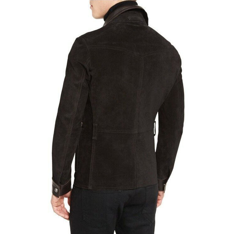 New Men's Brown Suede Trucker Stylish Jacket