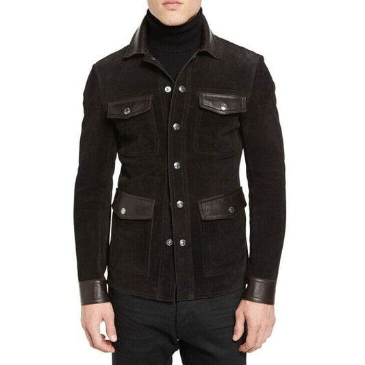 New Men's Brown Suede Trucker Stylish Jacket New Men's Brown Suede Trucker Stylish Jacket