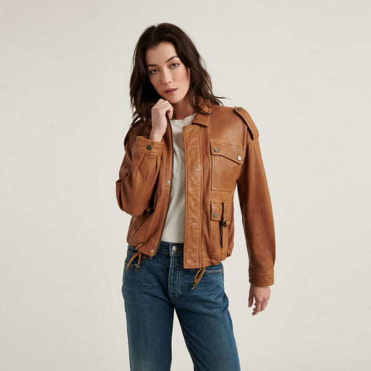 New Women Stylish Brown Leather Jacket