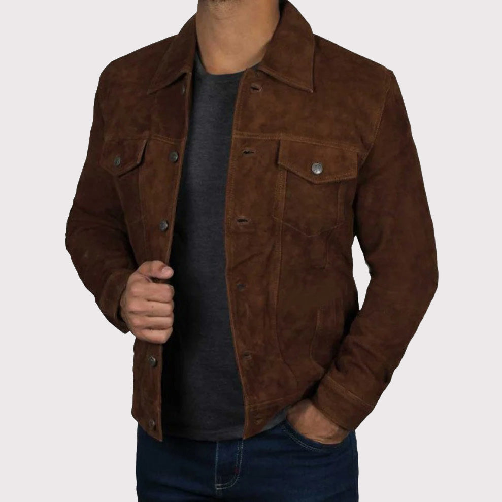 Premium Men's Logan Brown Suede Leather Jacket