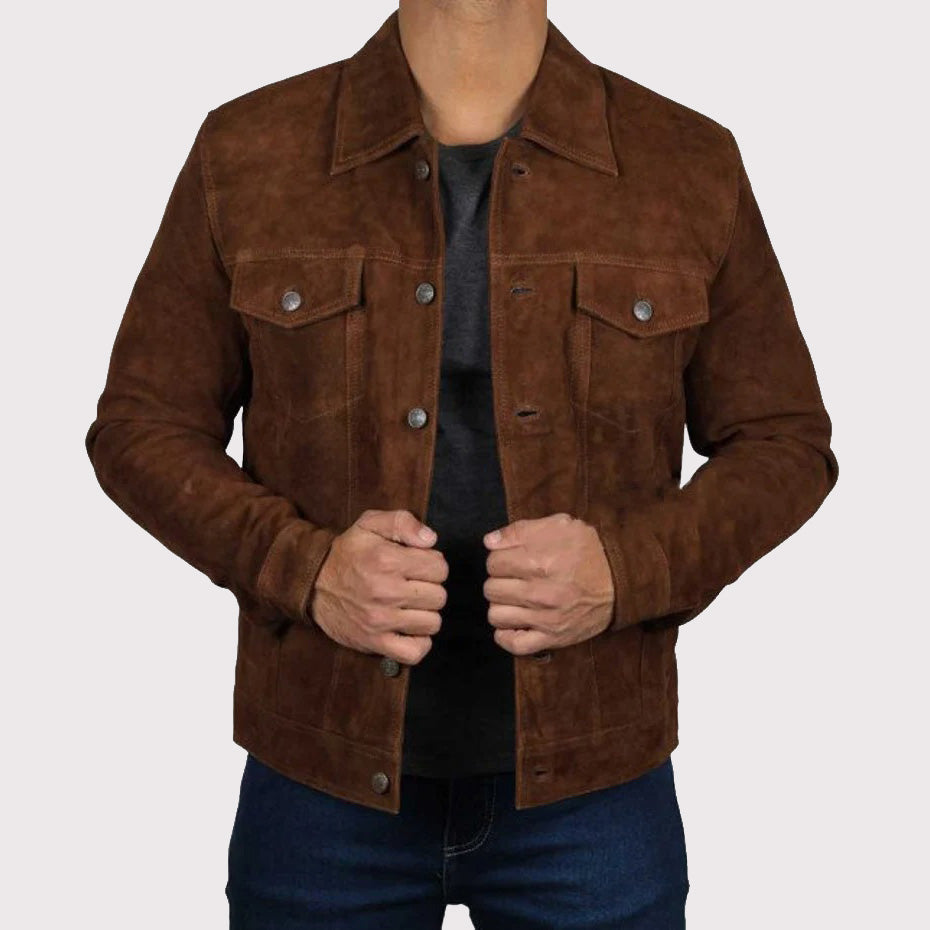 Premium Men's Logan Brown Suede Leather Jacket