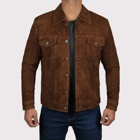 Premium Men's Logan Brown Suede Leather Jacket Men's Logan Brown Suede Leather Jacket