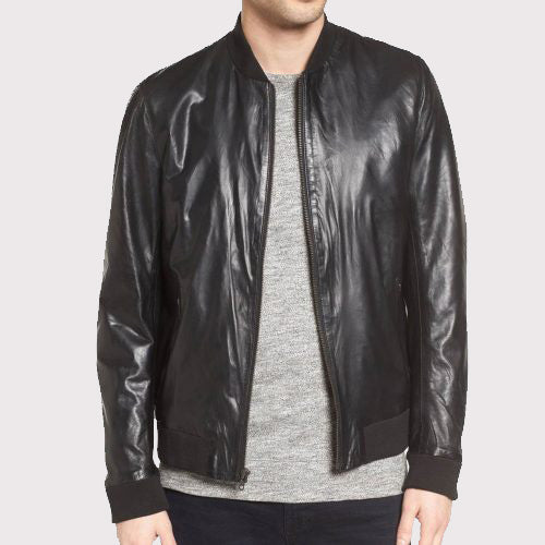 Quilted Leather Bomber Jacket