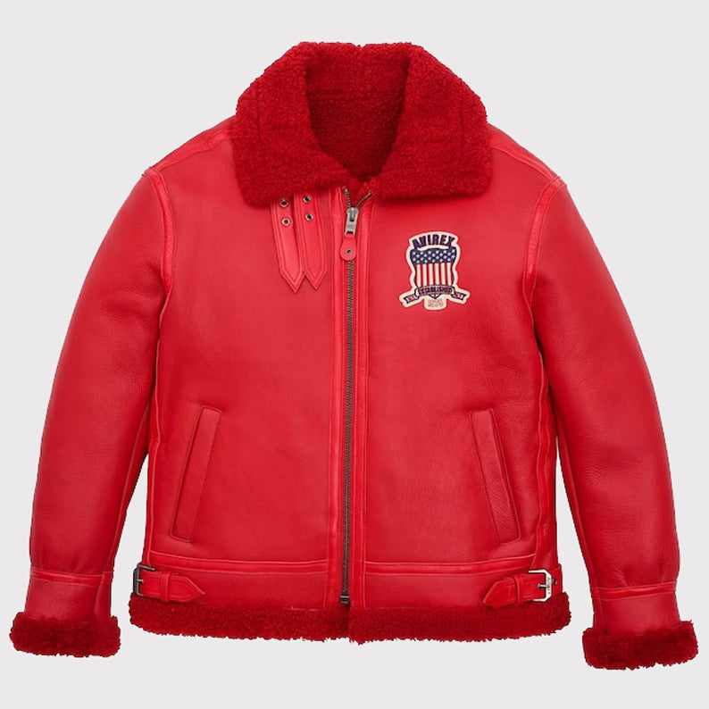 Red B3 Shearling Military Jacket