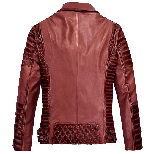 Rustic Burnt Red Leather Jacket by Charles