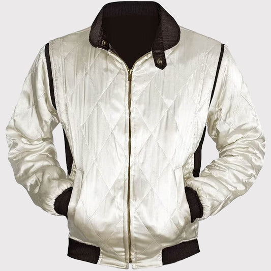 Ryan Gosling Drive Scorpion White Satin Bomber Jacket