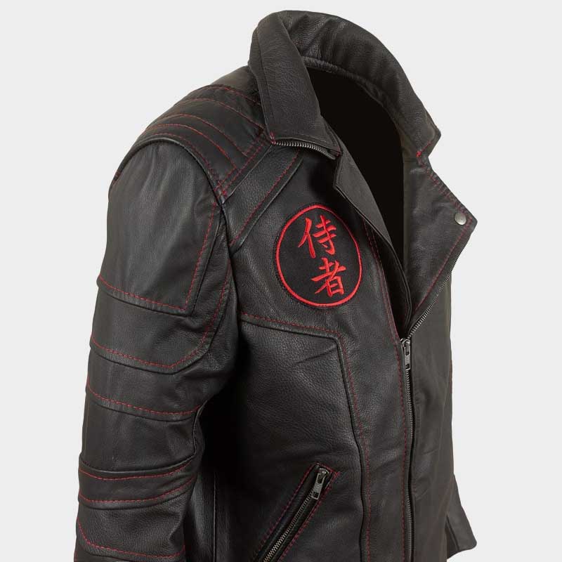 Hand-cut Samurai Spirit jacket with polyester lining, side pockets and unique warrior aesthetic