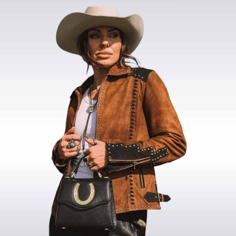 Scully Studded Suede Fringe Jacket Women