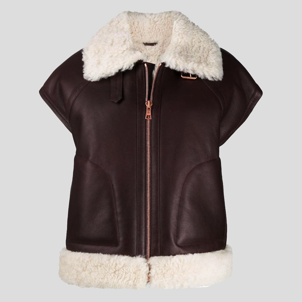 Shearling Sheepskin Leather Vest for Women