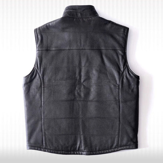 Sheepskin Vest - Men's Black Shearling Waistcoat with Fur