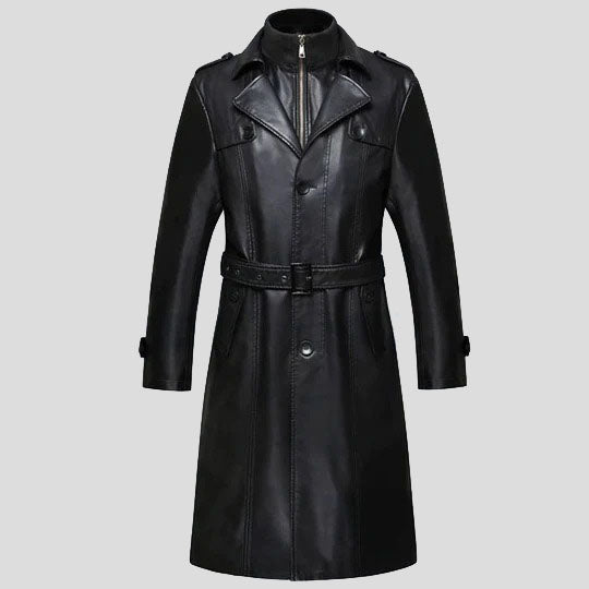 Men's Sheepskin Long Leather Trench Coat