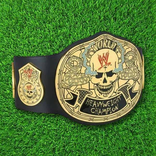 Stone Cold Smoking Skull Wrestling Championship Belt with Genuine Leather Strap