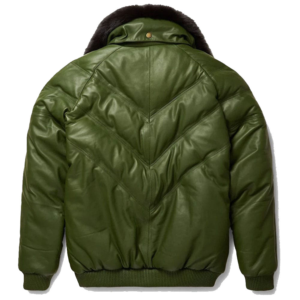 Stylish Design V-Bomber Leather Jacket for Men