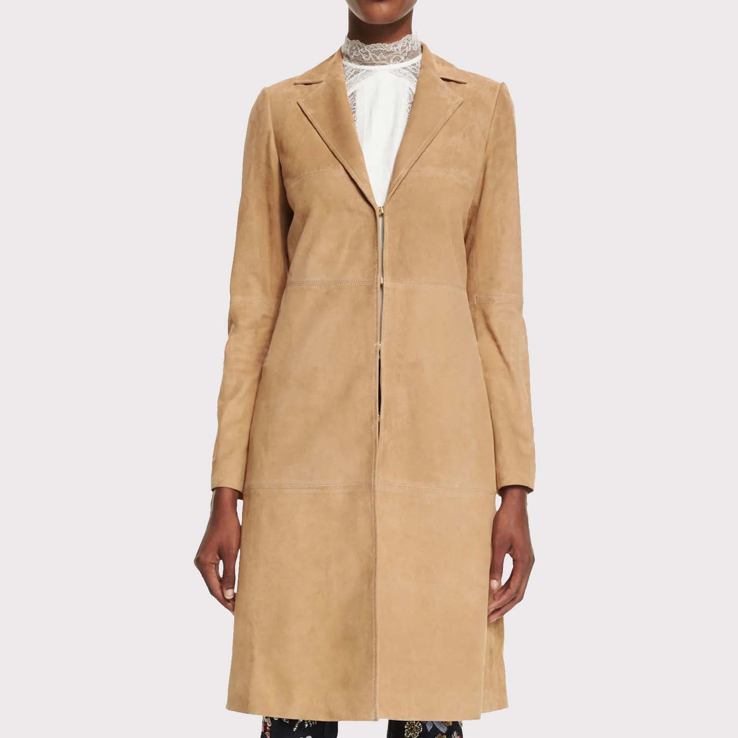 Suede Mid-Length Coat for Women