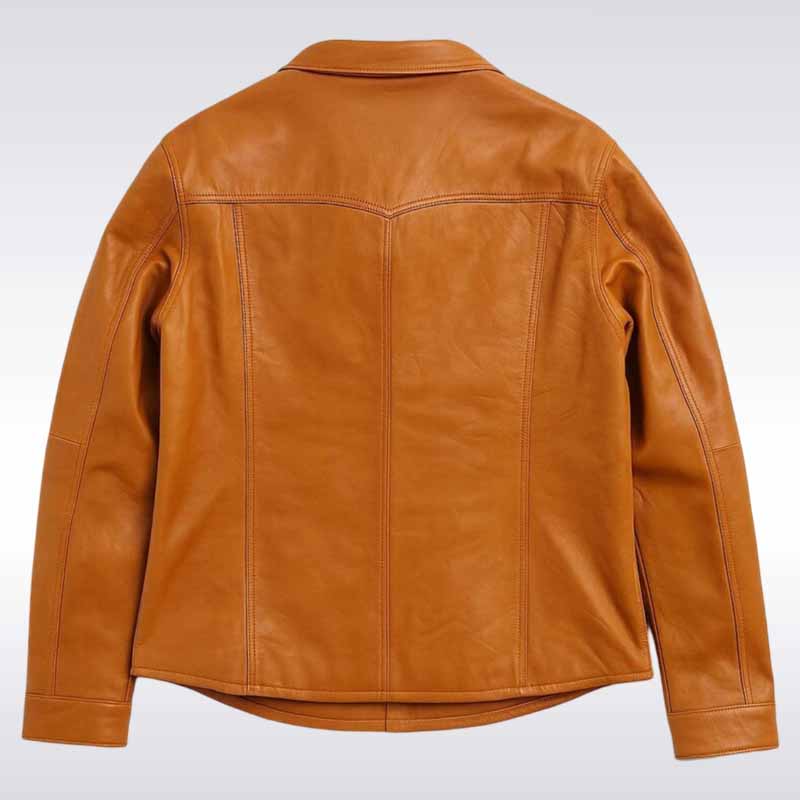 Tan Western Leather Biker Jacket Men
