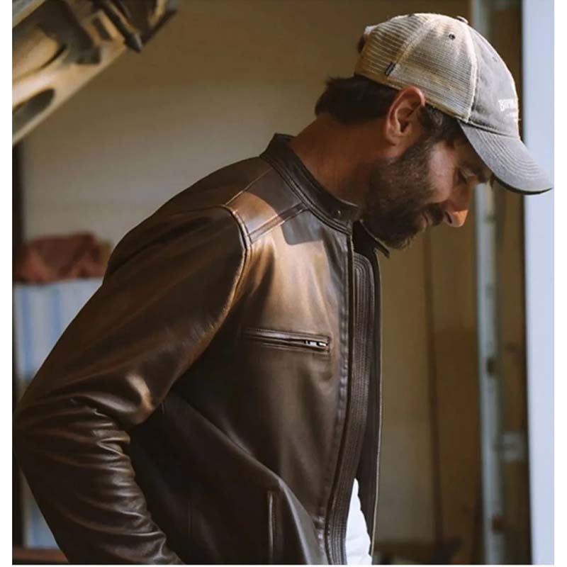 thompson brown leather moto jacket
