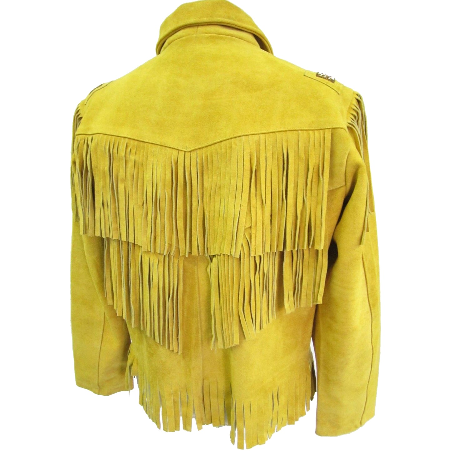 Unisex Yellow Suede Jacket | Vintage Cow-boy Fringes & Beads Coat