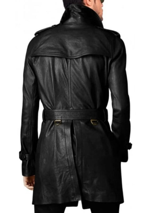 Men's Leather Trench Coat