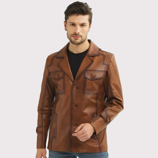 Vintage Leather Biker Jacket with Wind Blocker Collar Vintage Biker Jacket with Wind Blocker Collar