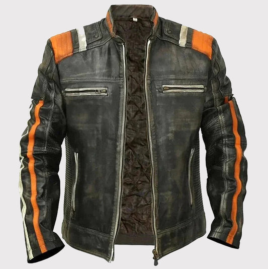Vintage Style Retro Cafe Racer Black Jacket - Men's Motorcycle Streetwear Coat Vintage Style Retro Cafe Racer Black Jacket - Men's Streetwear Coat