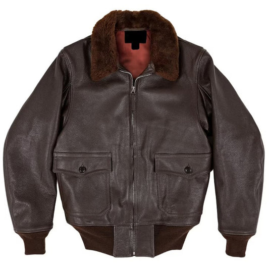 Vintage Warrior G-1 Military Bomber Jacket - Brown Fur Collar Vintage Warrior G-1 Military Bomber Jacket - Brown Fur Collar