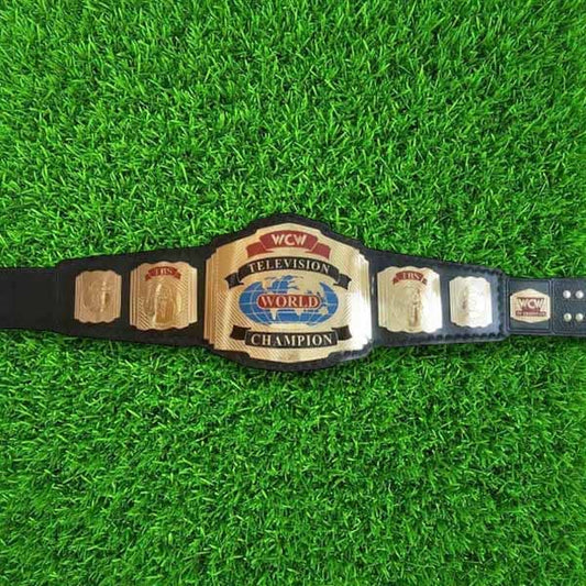 WCW Television World Championship Replica Belt with Genuine Leather Strap
