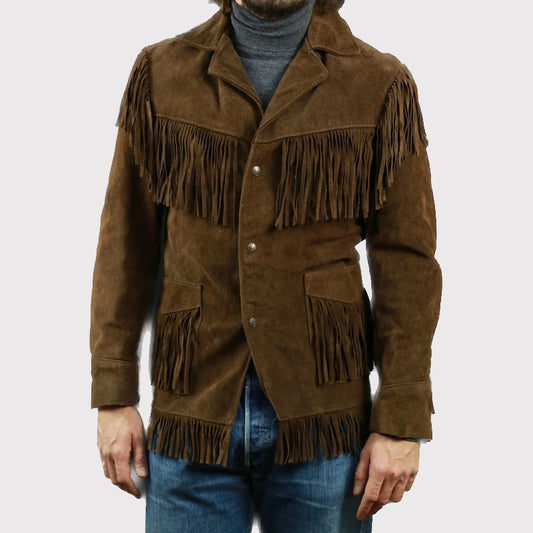 Western Style Men's Suede Leather Jacket Men's Western Suede Leather Jacket - Cowboy Style!