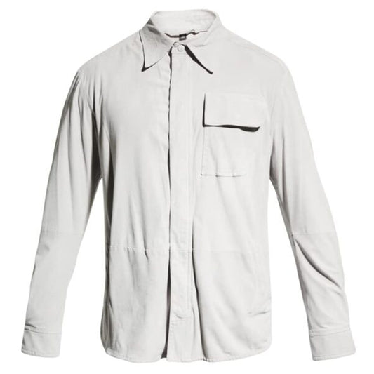 White Suede Genuine Leather Shirt Men's White Suede Genuine Leather Shirt Men's