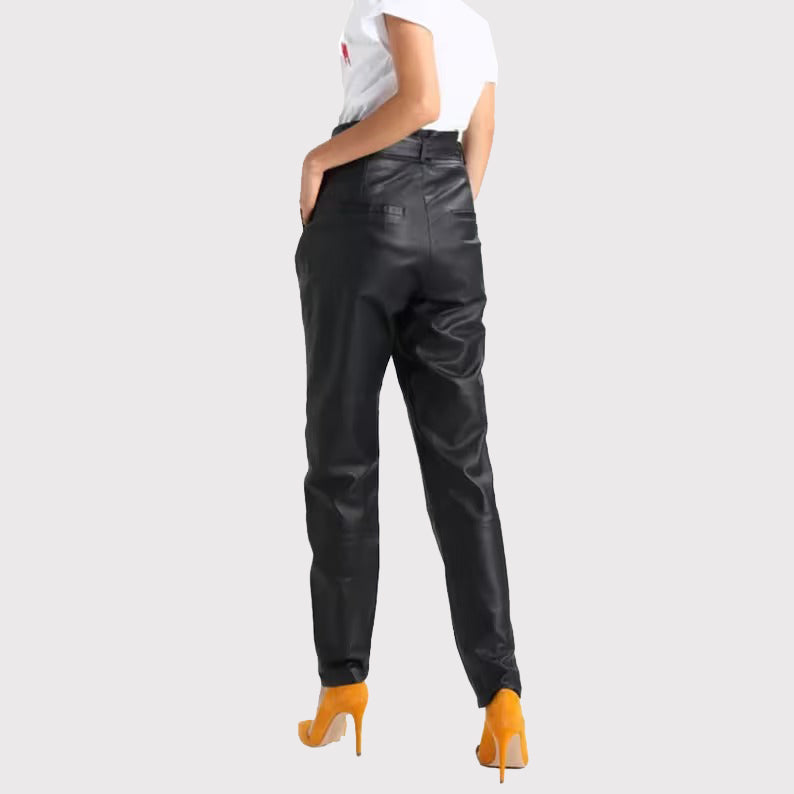 Genuine Black Leather Pants for Women