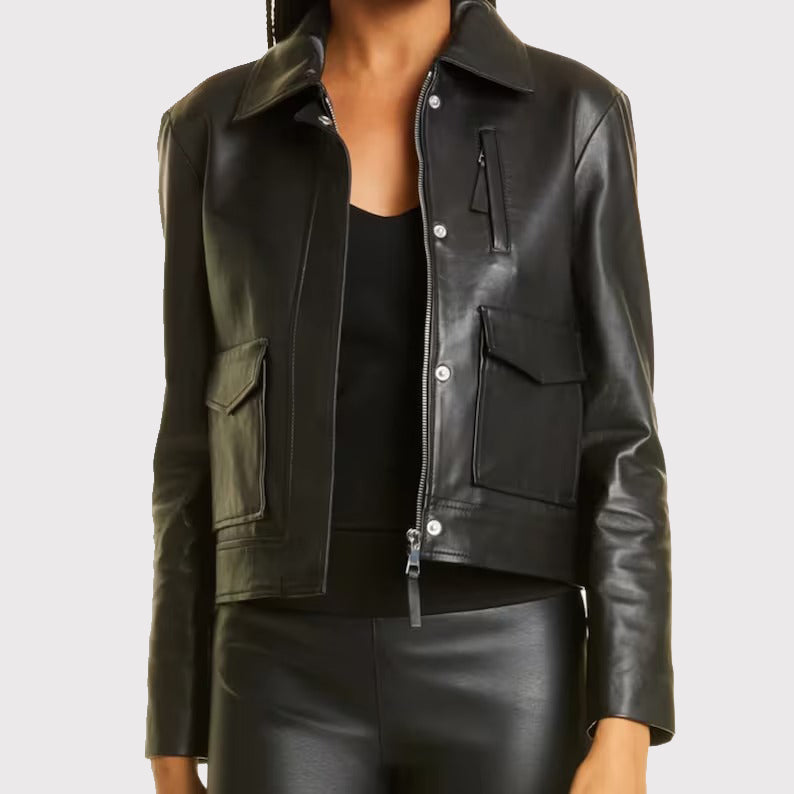 Black Motorcycle Jacket for Women