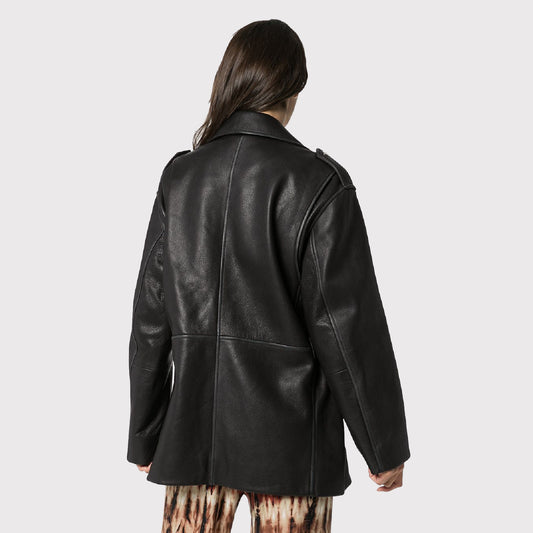 Women Stylish Black Leather Long Jacket - Biker Jacket
