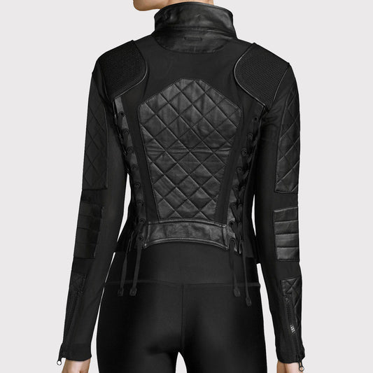 Women Stylish PU Bomber Leather Jacket - Black Bomber Jacket