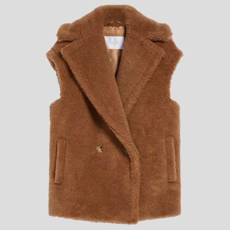 Women's Wool Shearling Teddy Bear Oversized Vest