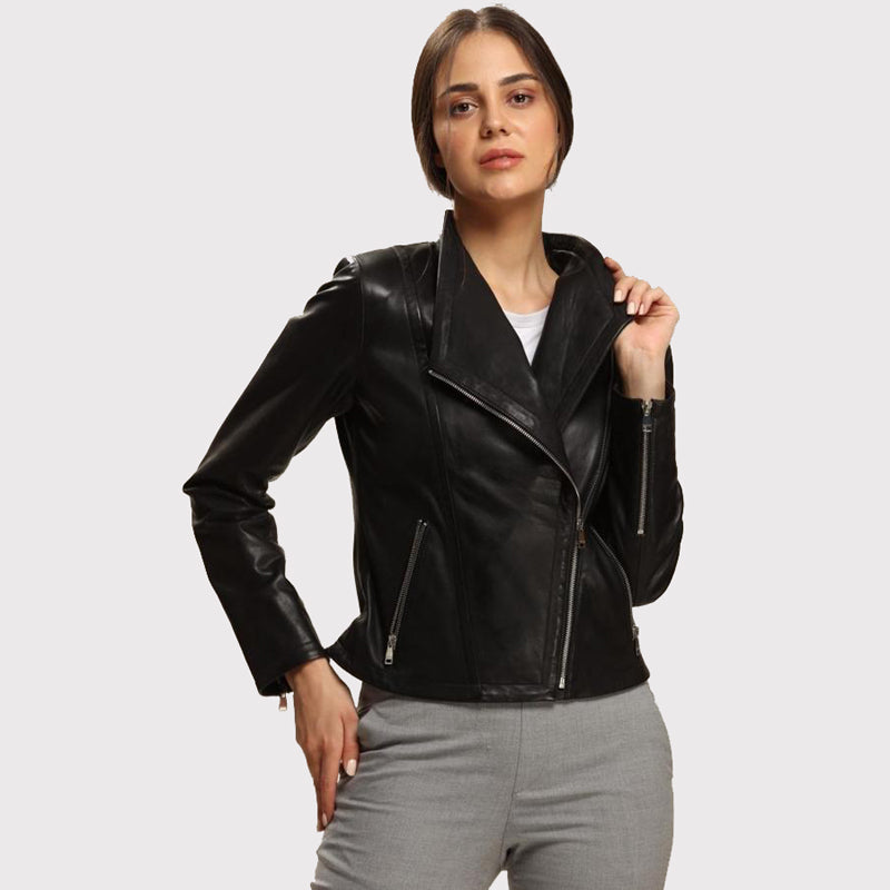 Women's Absolute Black Lambskin Jacket - Jackets Kingdom