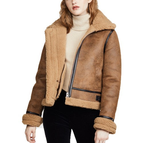 Women’s Brown B3 Bomber Shearling Leather Jacket B3 Bomber Shearling Jacket