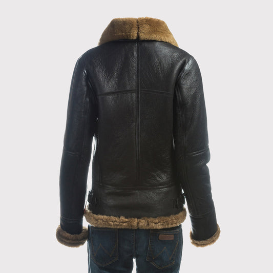 Women's B3 Bomber Shearling Jacket with Detachable Hood