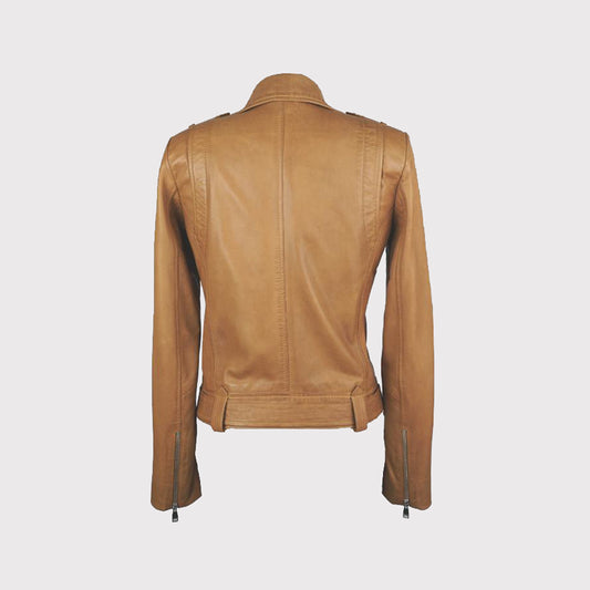 Women's Beautiful Camel-Colored Leather Jacket