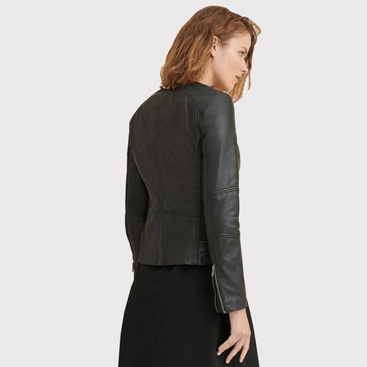 Women's Black Leather Racing Jacket